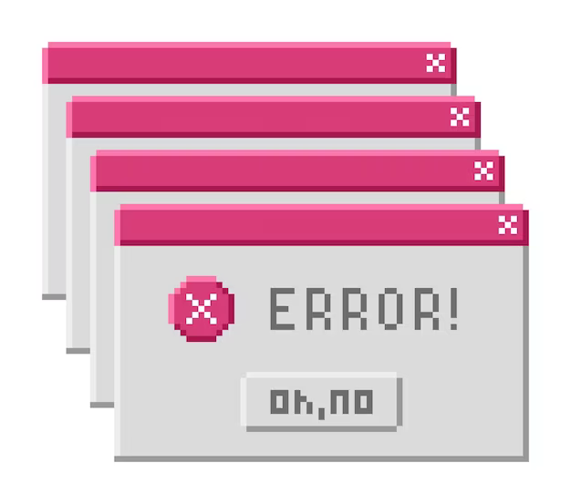 Browser windows with error